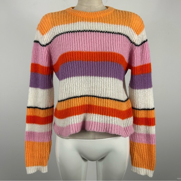 Pieces Colorful Striped Women's Sweater XS - Picture 3 of 11